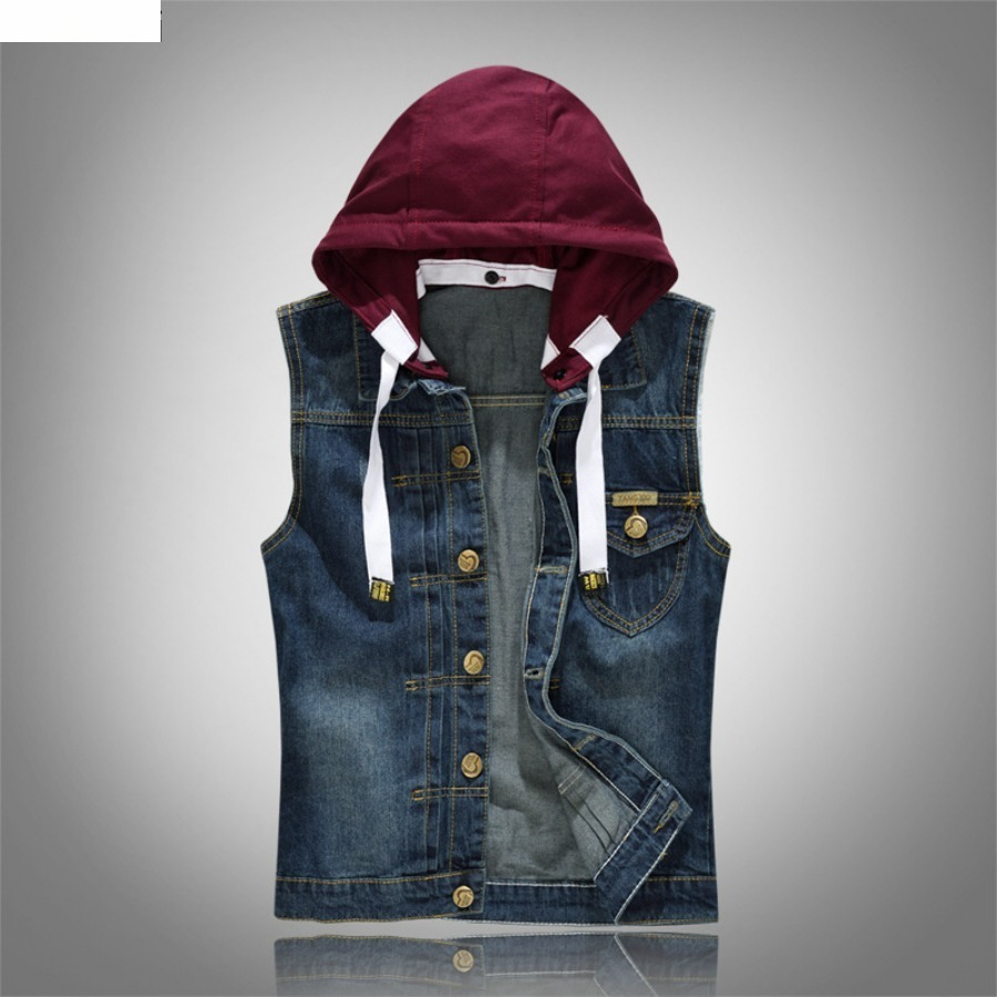 Nouveaux hommes Style coréen gilet mode mince Camouflage gilet à capuche Sport décontracté Denim gilet sans manches vestes pour hommes 5XL