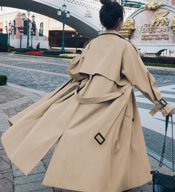 Coupe-vent long pour femme, veste de travail, manteau tralike, pardessus en Y, revers doubles boutons, vêtements d'automne, 2023