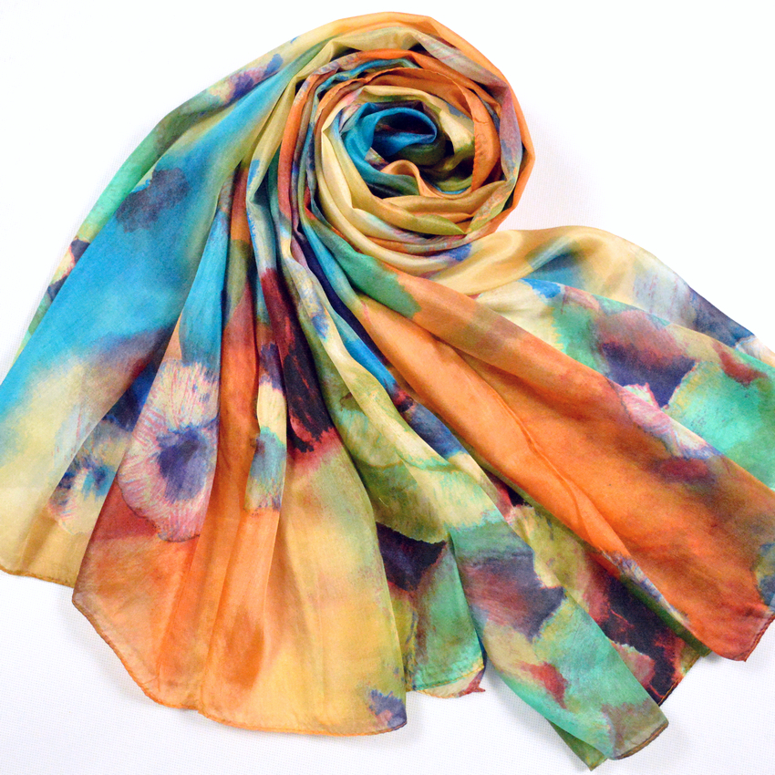 Écharpe longue en soie pour femme, châle en soie de mûrier, bleu et café, offre spéciale, 2016x180 cm, collection hiver 110