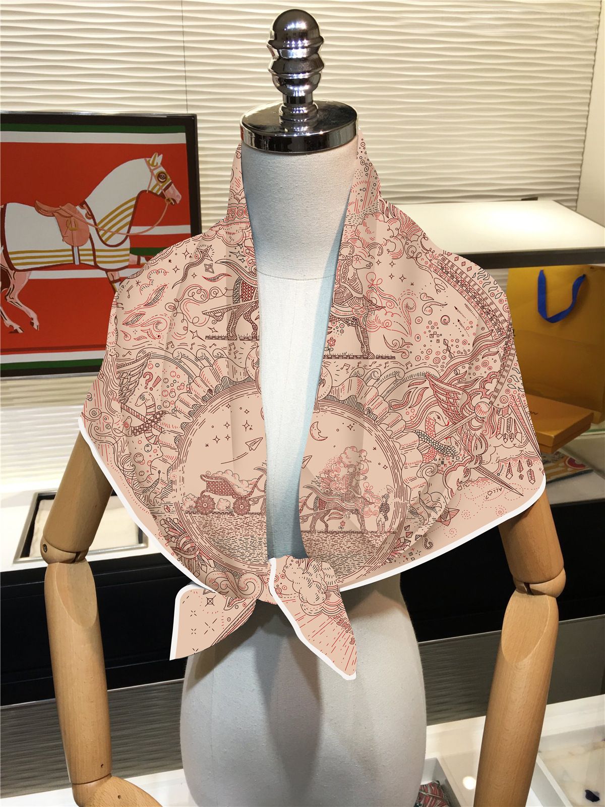 Foulard en soie sergé de 90cm, châle de marque de luxe, écharpe carrée imprimée pour femmes, Hijabs, Bandana, Foulard, foulard de tête