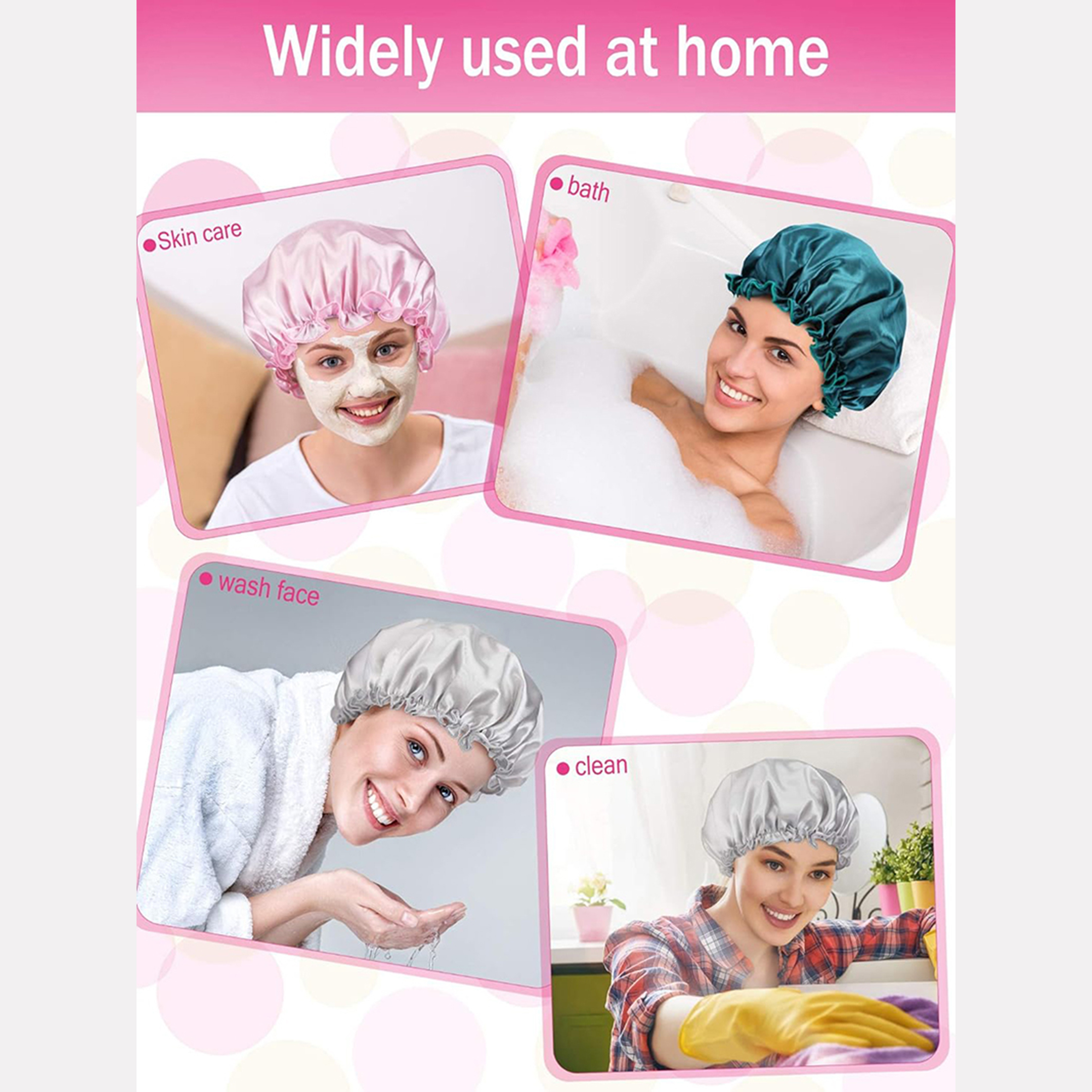 Lot de 3 bonnets de nuit en satin pour femme, élastiques, imperméables, pour la douche et le soin des cheveux