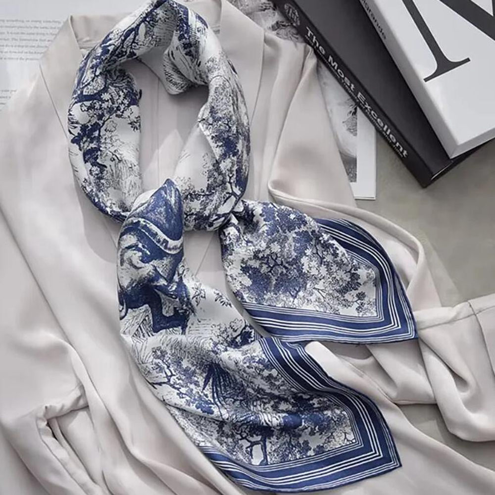 Foulards en soie imprimés pour femmes, 90x90cm, Hijab à tête carrée, marque de luxe, châle, Bandana, silencieux, activités de plein air