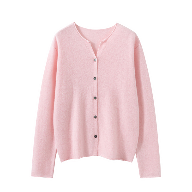 2025 printemps et automne femmes Cardigan 100% cachemire tricoté pull Chic hauts dame manteau court décontracté col rond lâche femmes chemise