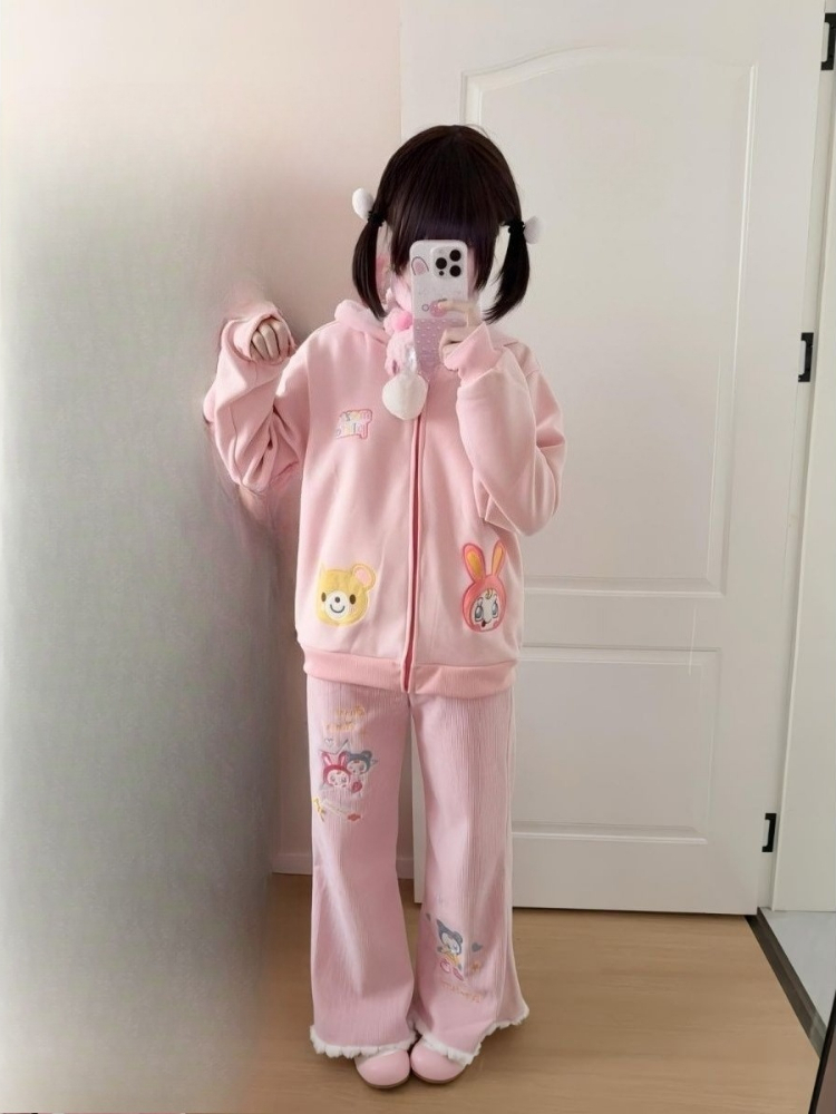 Sweat-shirt brodé de dessin animé japonais pour femmes, Y2k, esthétique, décontracté, Grunge, fermeture éclair ​ Sweat-shirt 2025 Harajuku automne Kawaii sweat à capuche mignon