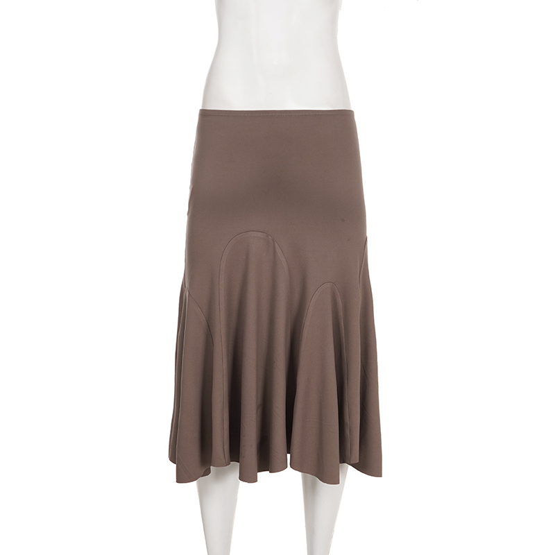 Jupe mi-longue décontractée d'été pour femmes, taille haute, évasée, en tissu extensible doux, style élégant pour tous les jours, style streetwear pour femme