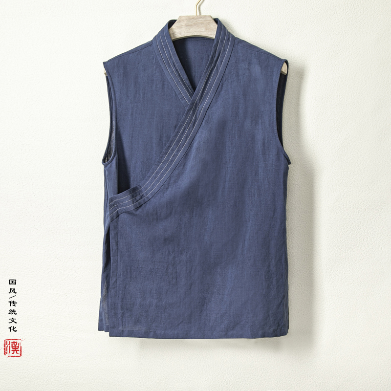 Vêtements traditionnels chinois d'été pour hommes, Hanfu GlaMen, FibTop en lin et coton, Kimono imbibé Tang, Cardigan pour hommes, Haut fendu, 2023