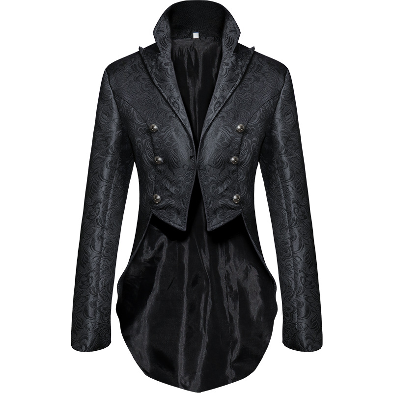 Tailcoat gothique pour hommes, veste noire, manteau long, smoking imbibé, costume de cosplay Steampunk, manteau victorien, fête d'Halloween