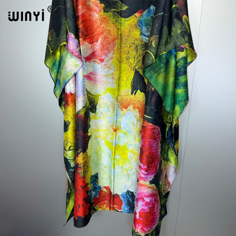 WINYI moyen-orient haute qualité maxi caftan imprimé robe longue فستان Caftan abaya femme musulmane abaya dubaï luxe
