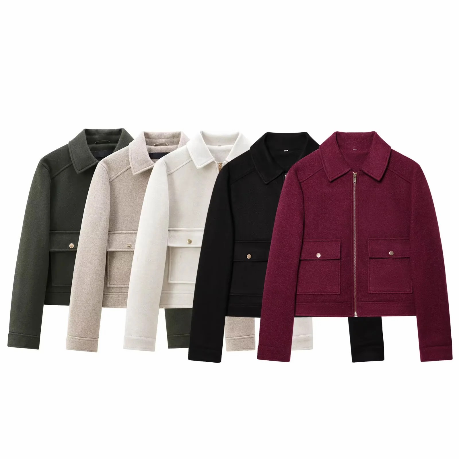 Veste à fermeture éclair pour femme, manteau d'hiver à manches longues avec poches, manteau court de rue élégant pour femme, nouvelle collection