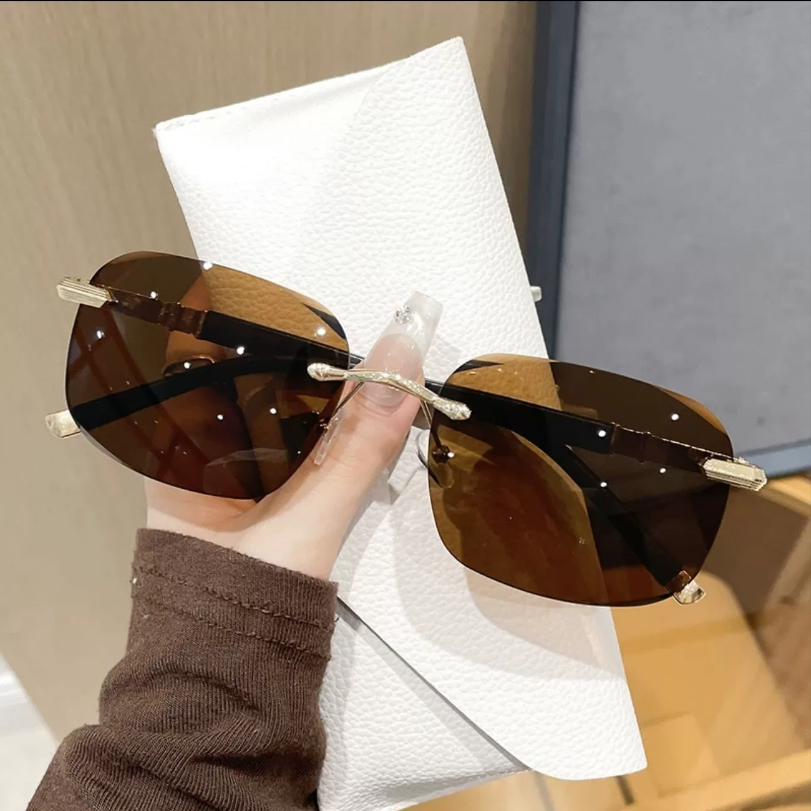 Lunettes de soleil rectangulaires sans bords pour femmes et hommes, petites lunettes de soleil carrées pour femmes et hommes, plage, vacances, voyage, haute qualité