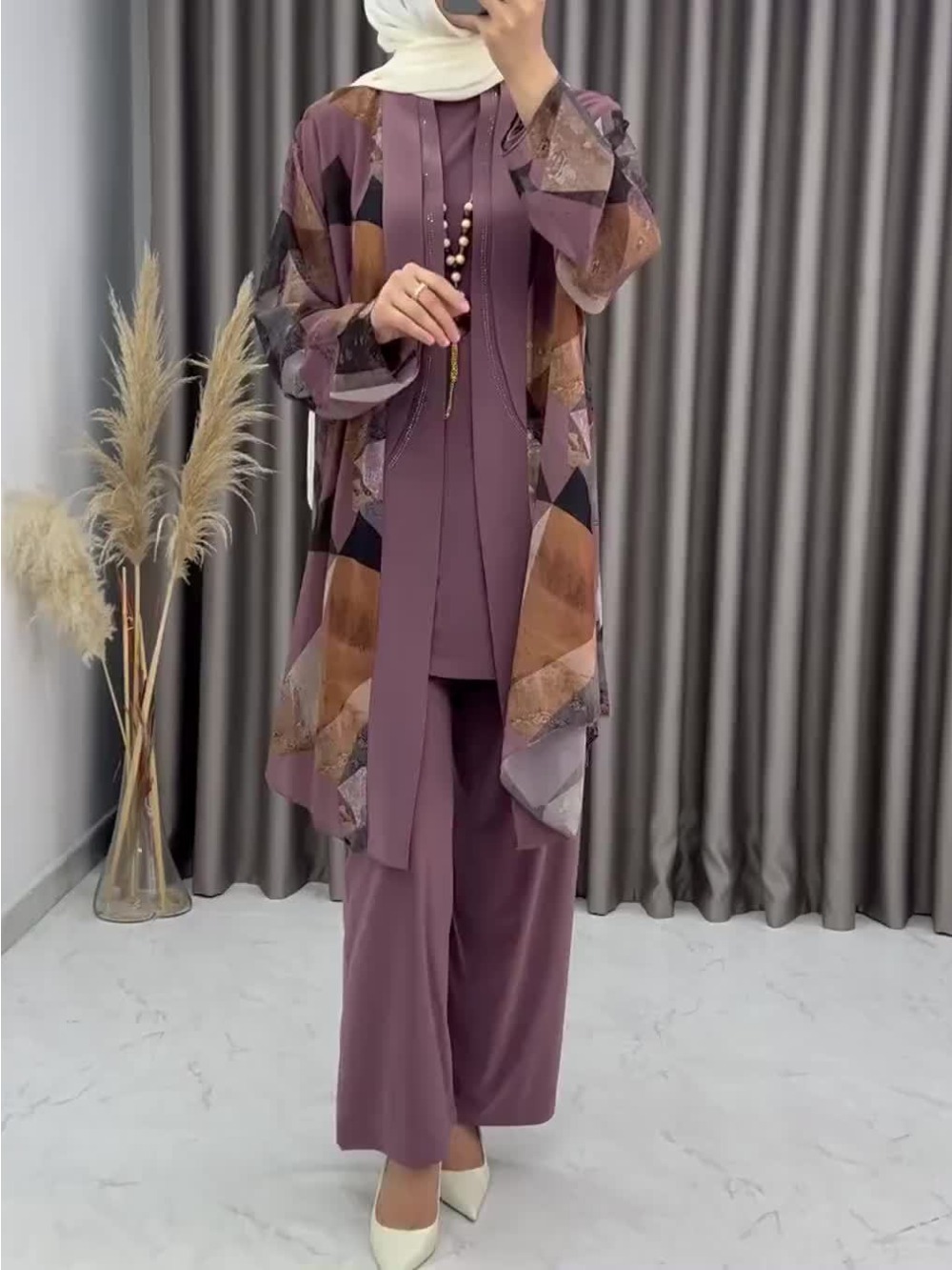 Eid femmes Abaya 3 pièces ensemble avec pantalon fête Ensembles musulmans Caftan Robe Jalabiya Ramadan marocain dubaï 2025 Ensembles Musulman