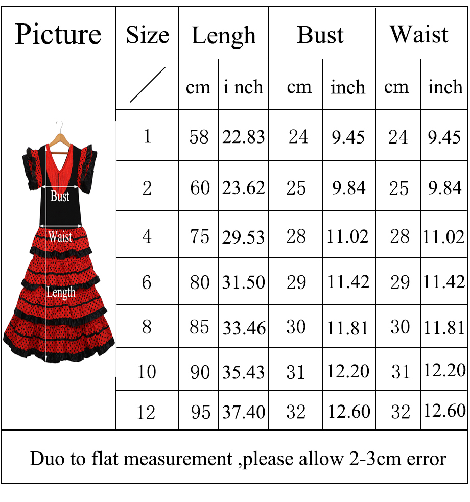 Robe de danse traditionnelle espagnole pour filles, robe de Festival à pois avec pompon, quatre couleurs, jupe classique de Style Flamengo gitane pour enfants