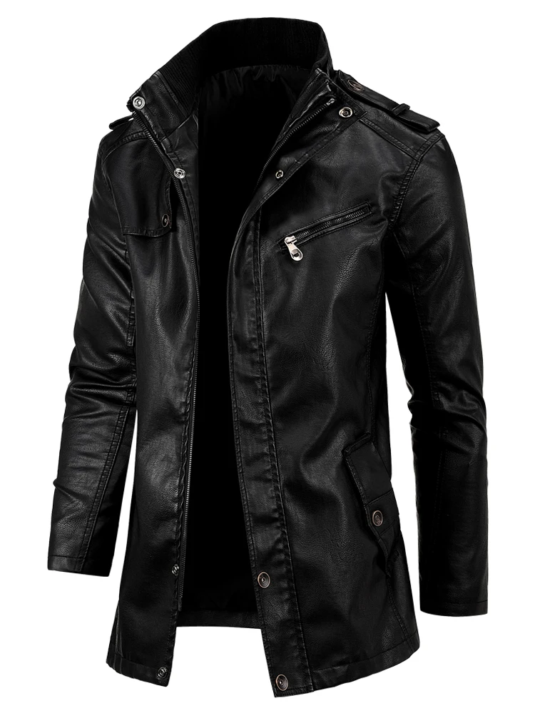 Manteau hommes hiver décontracté angleterre Style Vintage veste en cuir Parkas hommes Oumor hommes automne mode longue poche chaude veste en cuir