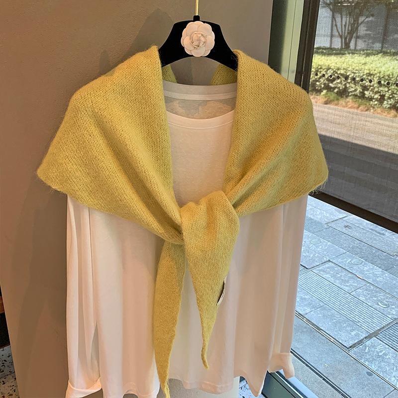 Laine hiver écharpe pour femmes chaud triangle tricot foulards Hijab solide dame châle enveloppement femme Pashmina Bandana foulards nouveau