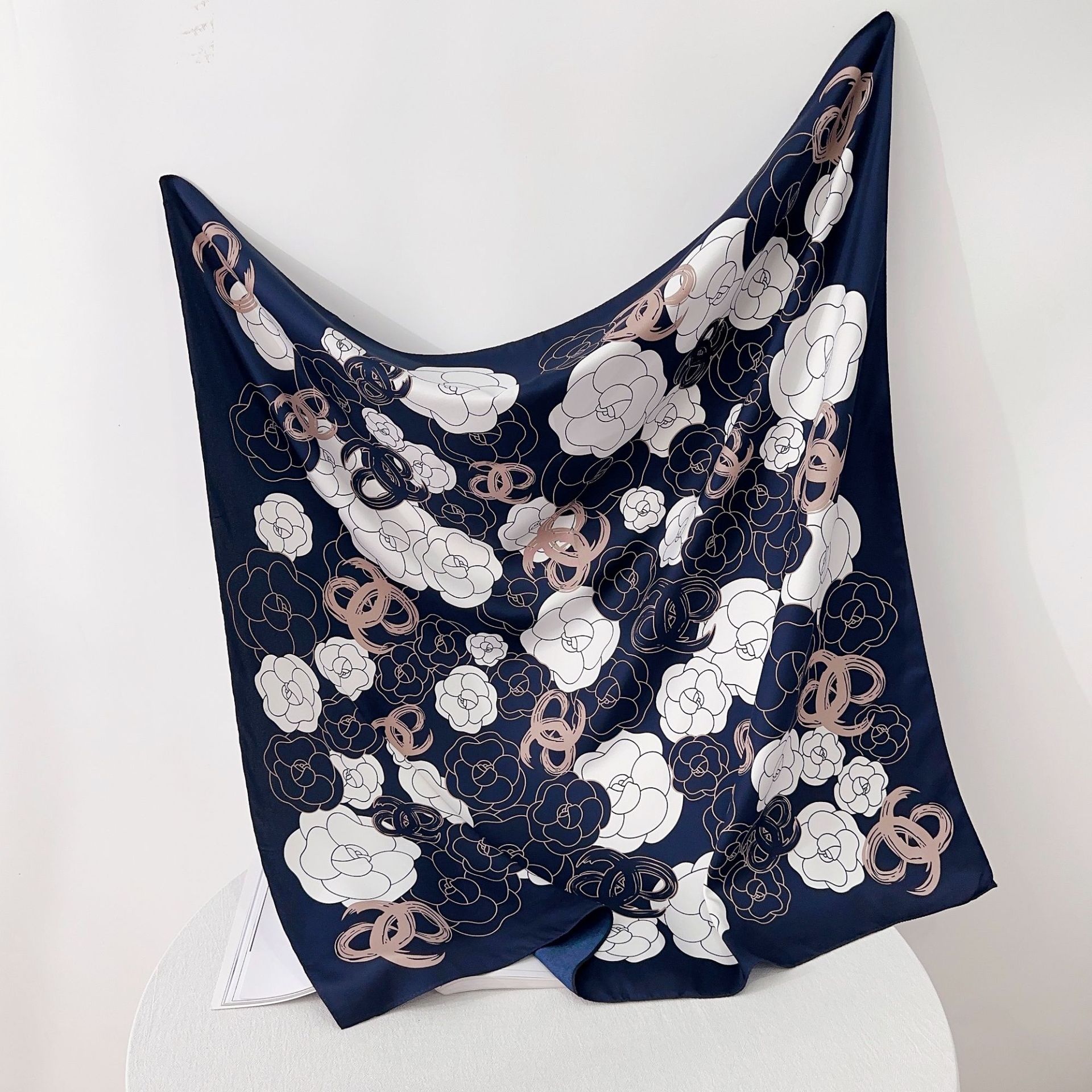 Écharpe en sergé de camélia pour femme, foulard de plage, crème solaire, châle féminin, hijab pour cheveux, enveloppes de la présidence, bandanda, 90cm, mode