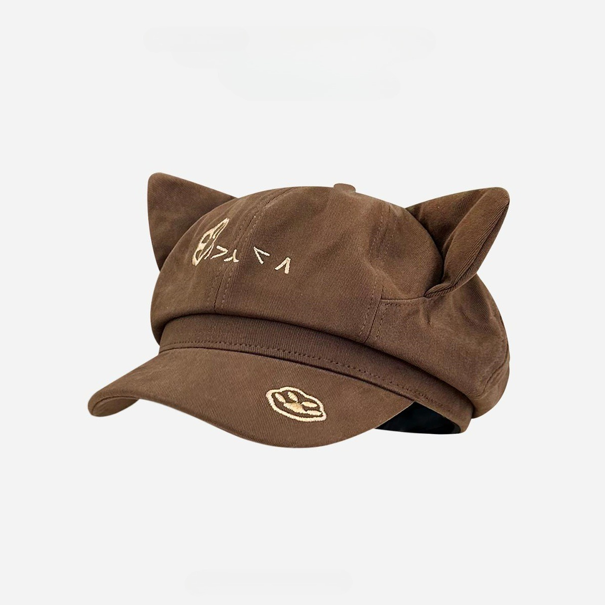 Béret marron rétro Collection, chapeau octogonal à oreilles mignonnes pour femmes, automne hiver, Bonnet d'oreille mignon, Bonnet réglable à la mode