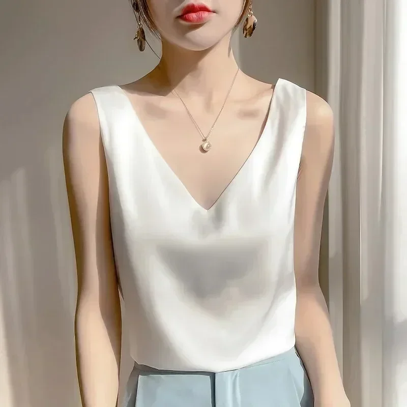 InjTop-T-shirt fin à bretelles sexy pour femmes, col en V, lettre imprimée, haut précieux, mode coréenne, document solide, été, offre spéciale, nouveau