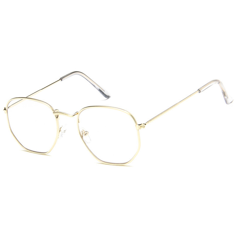 SHONEMES Lunettes Hexagonales Monture Métallique Vintage Polygonal Plaine Lunettes Argent Or Noir pour Hommes Femmes
