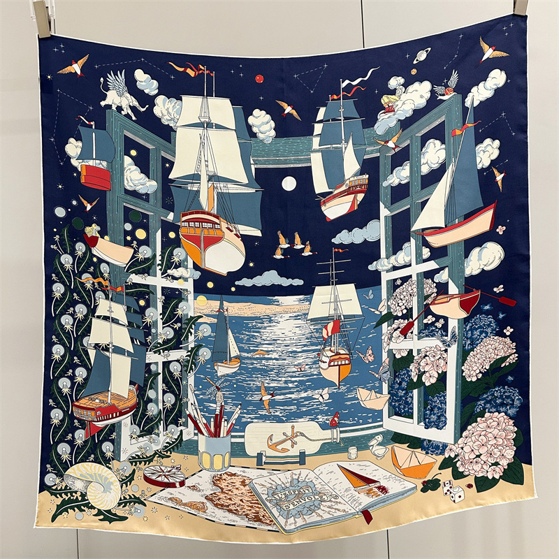 Nouveauté : Foulard en soie de luxe pour femme, imprimé recto, 100 % soie, tendance, 90 x 90 cm