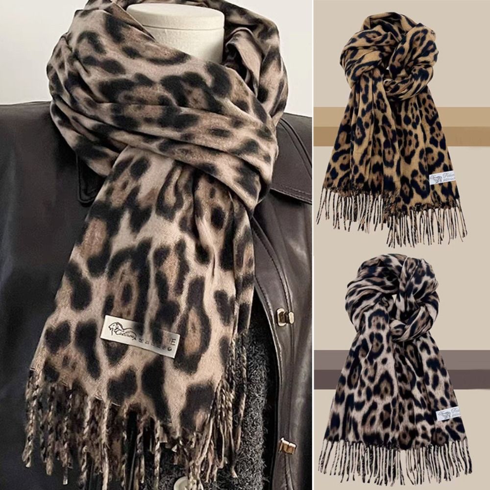 Écharpe sexy à franges léopard, coupe-vent, épaisse, foulard pashmina, hijabs, imitation cachemire, écharpes pour femmes, enveloppes, cache-cou