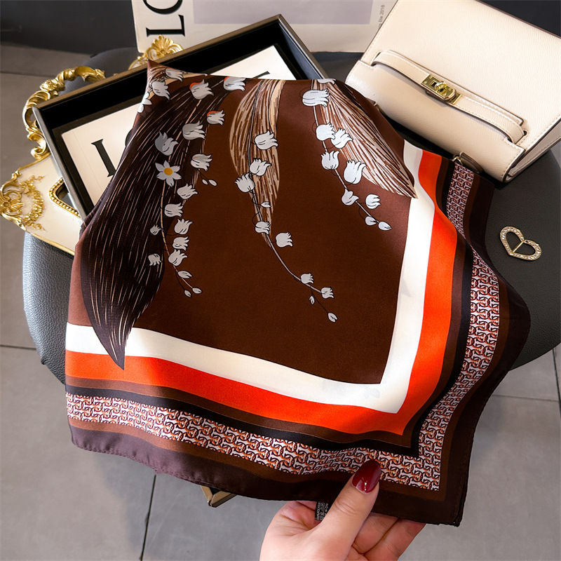 Foulard carré en soie pour femmes, 70x70cm, ruban en Satin doux, bandeau féminin, Foulard Hijab, accessoires de bandeau