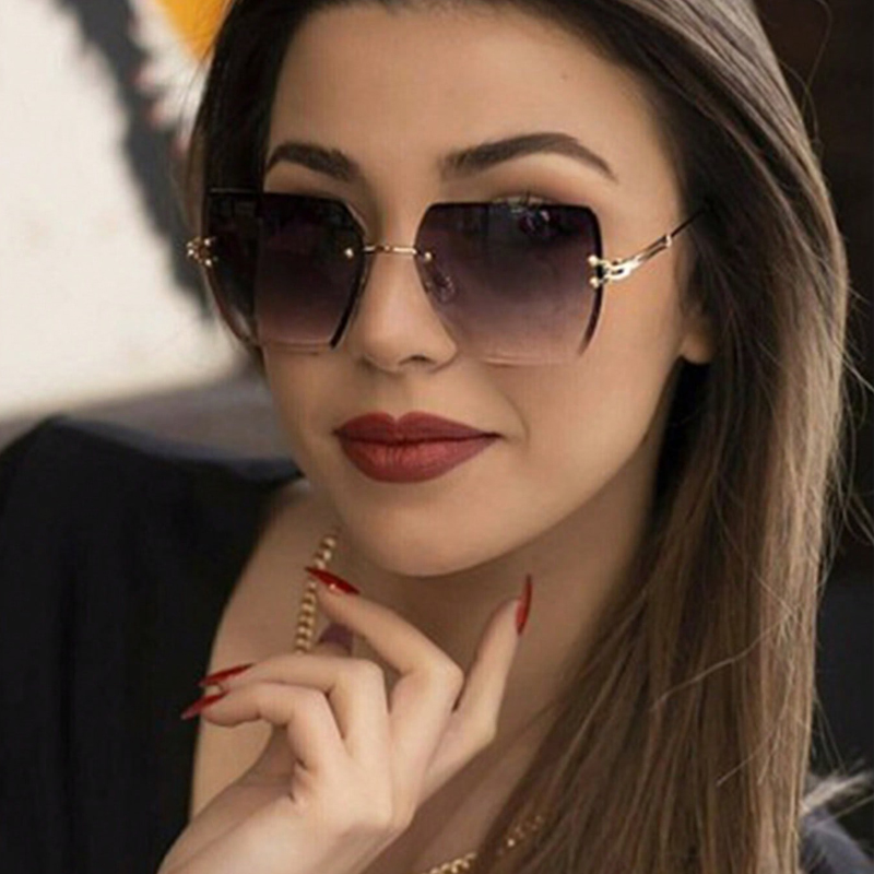 Lunettes de soleil oversize sans monture tendance 2026 pour femme – Design de marque de luxe célèbre, style vintage sexy pour l'été
