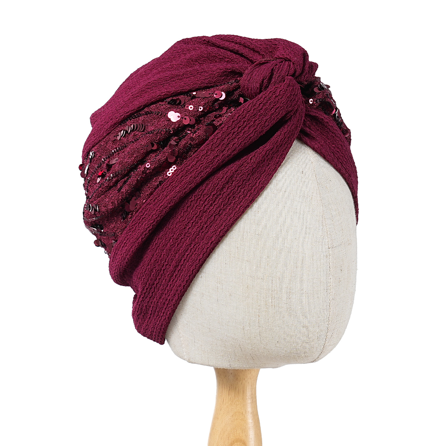 Bonnet pour femmes, Turban, bourgeon plié, foulard exquis, décontracté, confortable, mode, polyvalent, chaud, chapeau croisé, bord froissé, dentelle