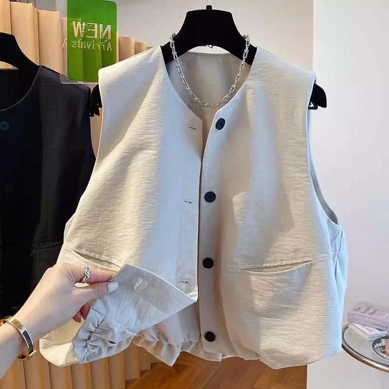 Femmes gilet manteau 2025 printemps automne sans manches mode dames gilet veste ample décontracté polyvalent dame gilet vêtements d'extérieur