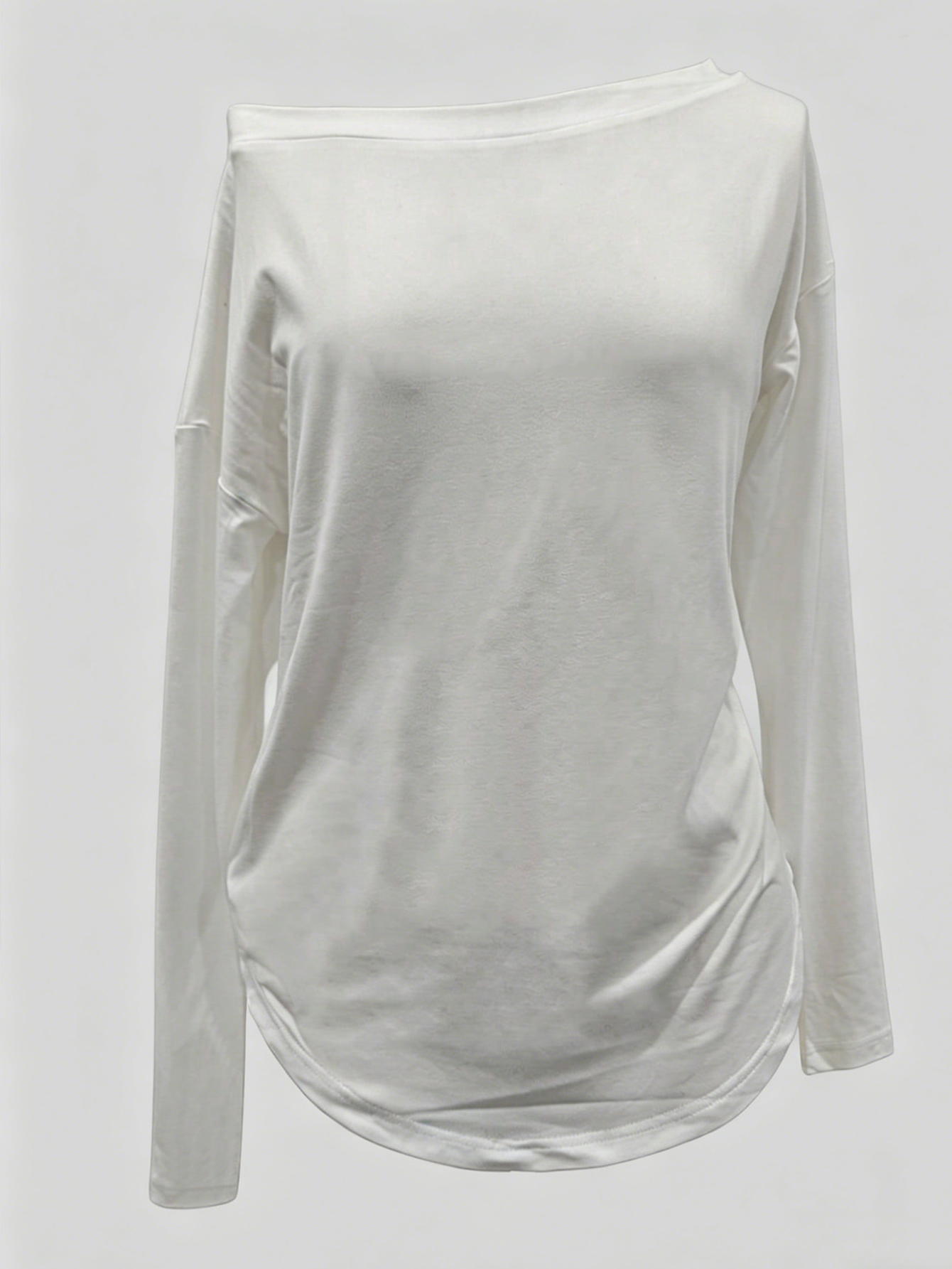 Chemise à manches longues et amples de style américain pour femme, avec fente à l'épaule, idéale pour un look asymétrique.