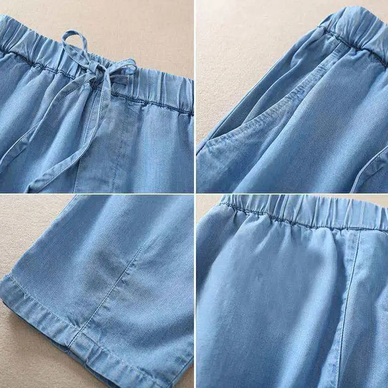 Jean taille haute pour femme, nouvelle collection été 2026, pantalon sarouel décontracté en denim fin, délavé, avec poches, taille élastique