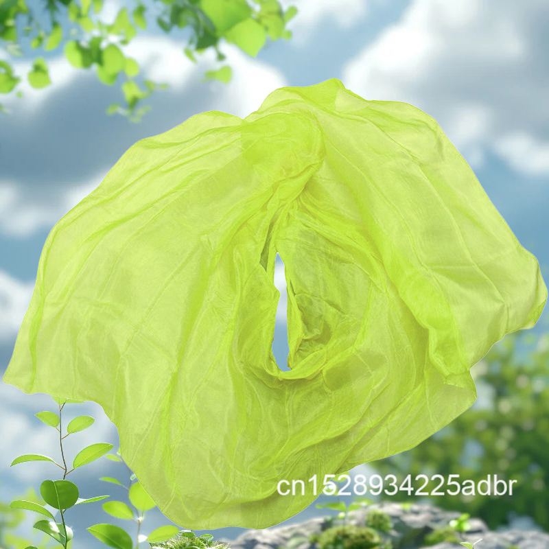 100% soie Performance danse couleur unie Texture claire voile châles femmes écharpe Costumes accessoires danse du ventre voile jaune clair