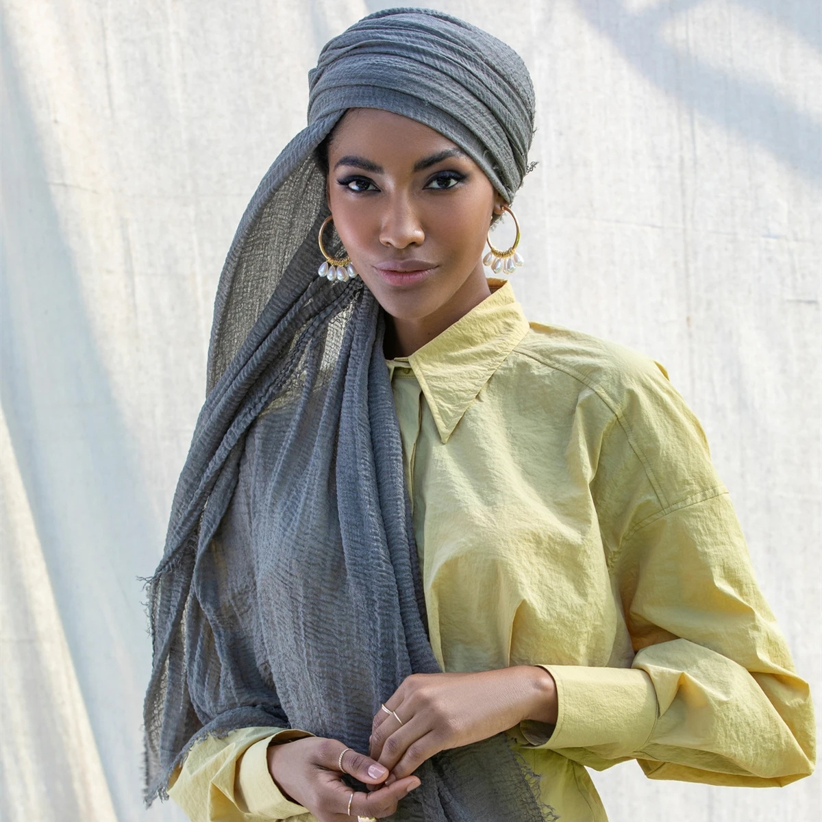 Bandeau de sauna froissé en coton pour femmes, écharpes de voile, enveloppes de tête de document solide, longues écharpes, turban, écharpe de sauna, mode musulmane, Ramadan