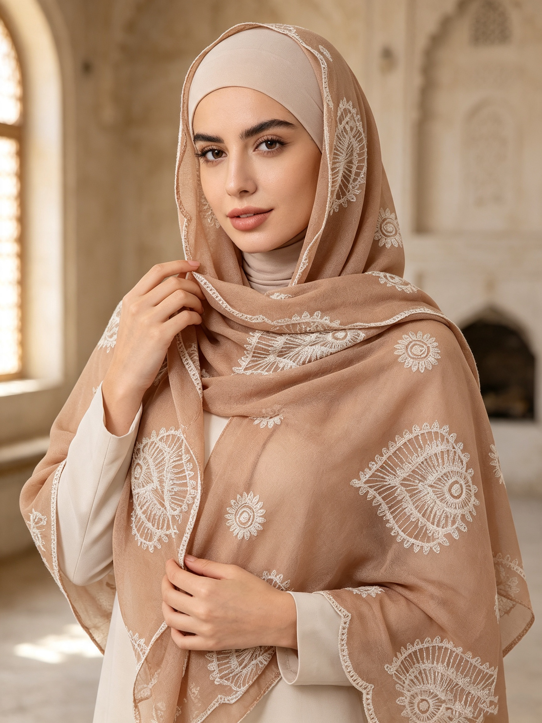 Hijab musulman de style ethnique, foulard brodé, châle doux et respirant, foulard islamique pour femmes, écharpe à motifs floraux