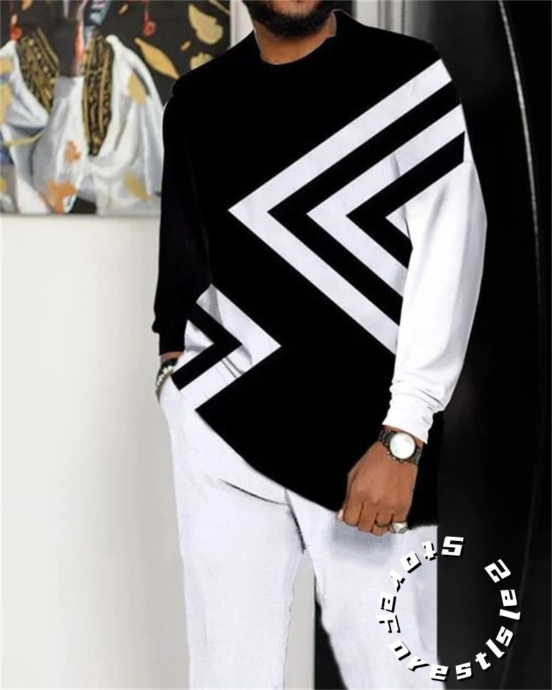 Ensemble de robe classique pour hommes, chemise à manches longues, tenue de marche décontractée, streetwear surdimensionné, FjOutfit, 2 pièces