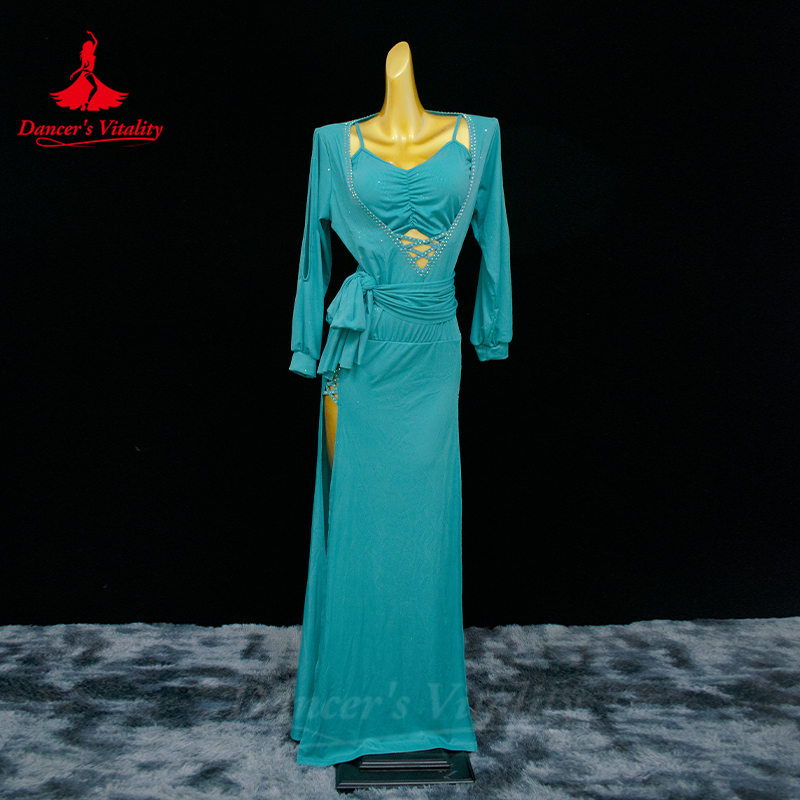 Costume de danse du ventre pour femmes, vêtements Shaabi Balai Saidy, Robe à manches longues + ceinture, tenue de scène de danse du ventre orientale pour filles