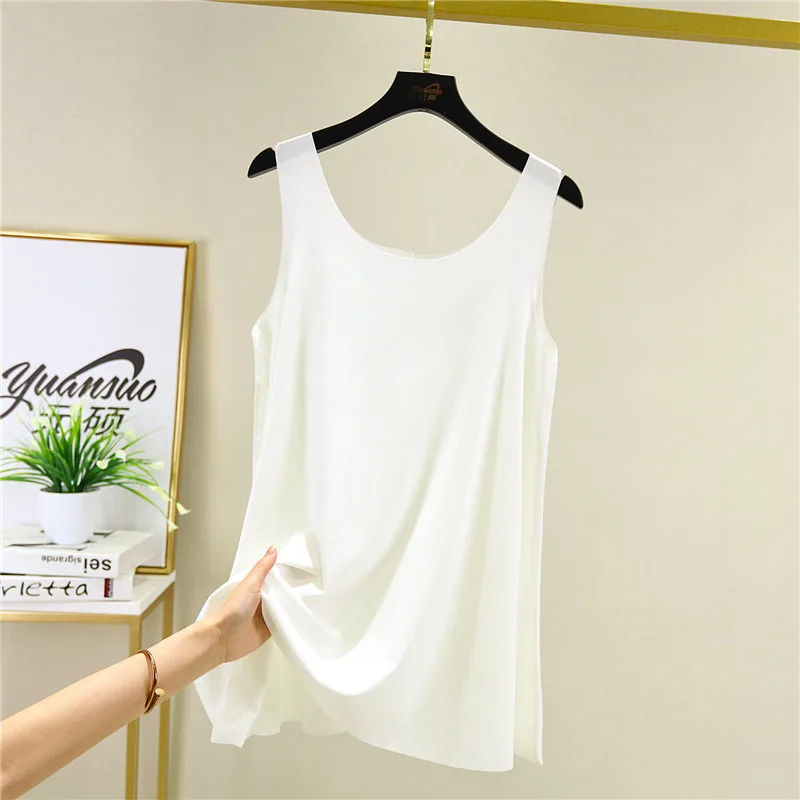 Camisole sans couture 2026 pour femmes, chemise basique ample, t-shirt sans manches en modal de soie, débardeur noir, vêtements de rue pour filles