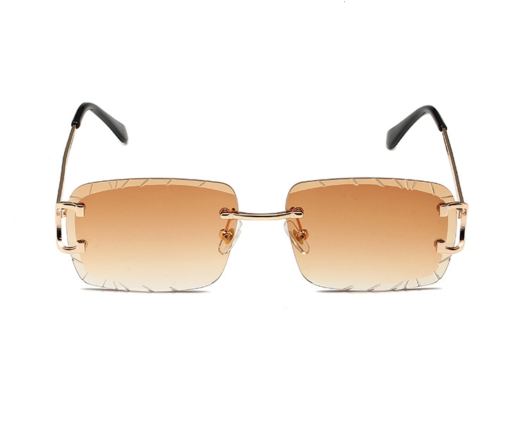 Lunettes carrées sans monture tendance en métal de haute qualité pour hommes et femmes, lunettes de soleil style street shot