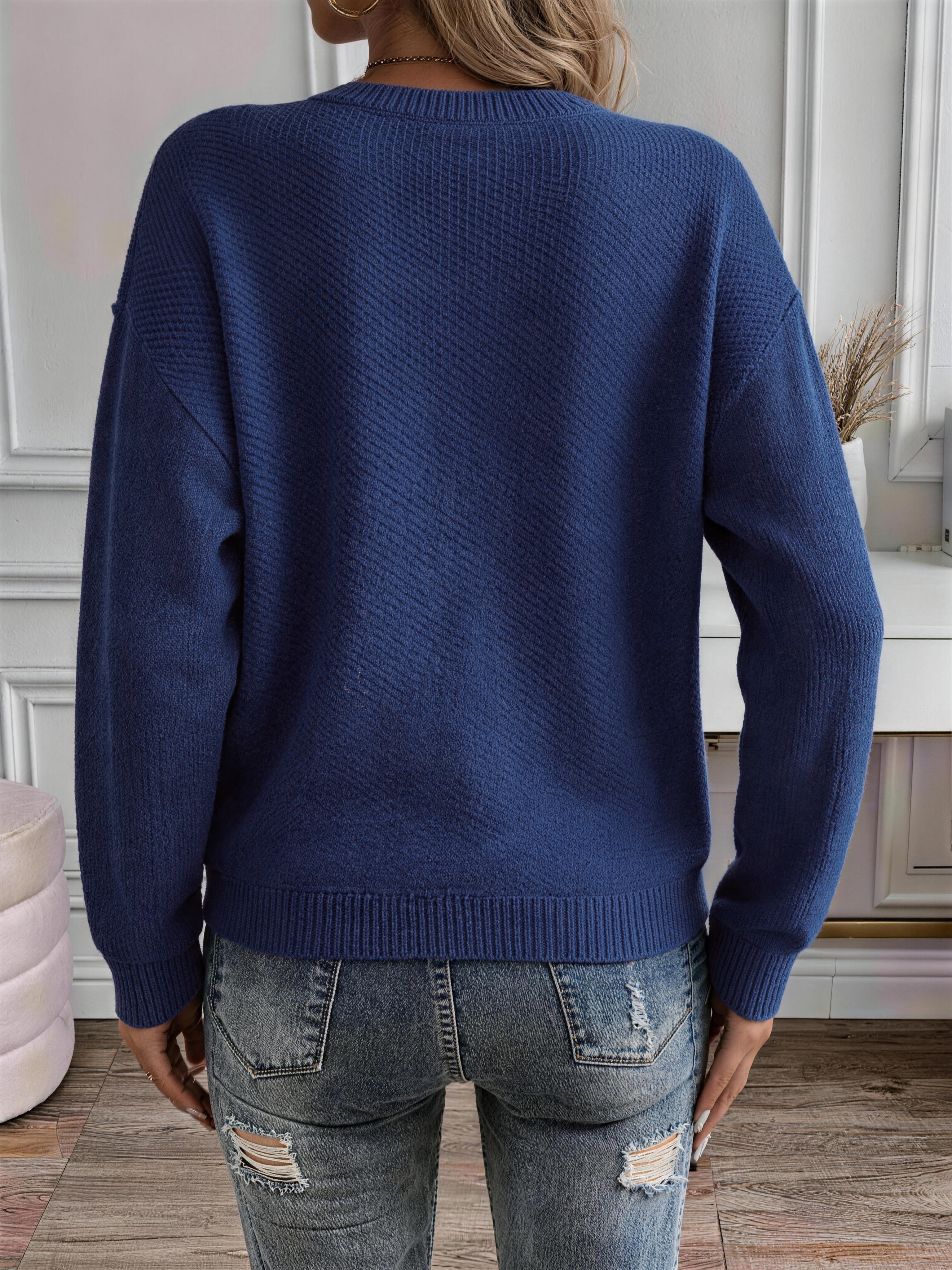 Cardigan décontracté pour femme à col rond en tricot avec manches longues et poche unique, choix idéal pour les sorties printemps-automne