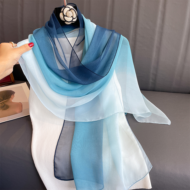 50*160CM mode femmes en mousseline de soie dégradé écharpe châle de luxe élégant dame polyvalent Protection solaire décorer foulards foulard