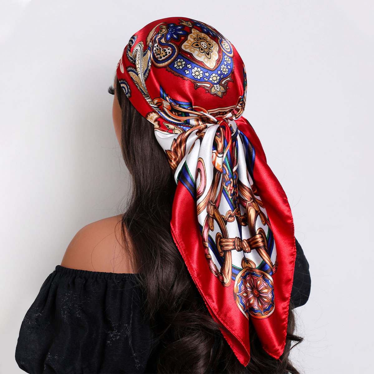 Foulard de tête carré en soie pour femmes, marque de luxe, Bandana en Satin, protection solaire, Foulard doux, Hijab, foulards pour cheveux pour dames