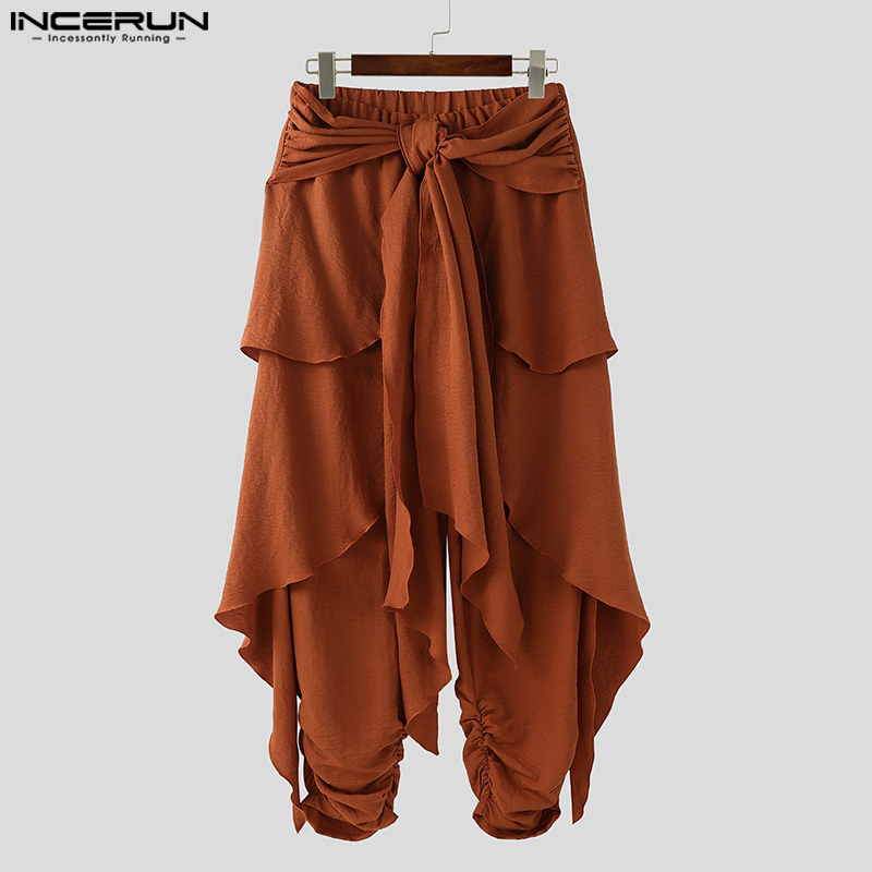 Pantalon décontracté pour homme, mode été printemps, pantalon harem plissé, pantalon long INCERUN, streetwear, vêtements pour homme grande taille S-5XL
