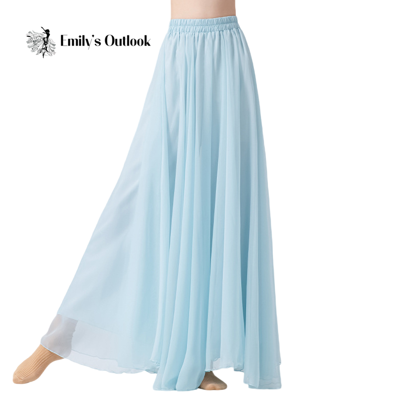 Jupe-culotte de danse moderne, ample, jambes larges, pantalon, vêtements d'entraînement de danseuse nationale folklorique chinoise, en mousseline de soie, fluide, Hanfu, scène classique