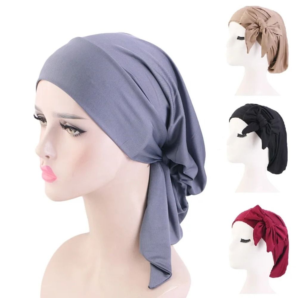 Nouveau femmes musulmanes Stretch Turban Hijab sous-écharpe casquettes Cancer chimio bonnets casquettes chapeau foulards pré-attaché écharpe sommeil couverture de cheveux