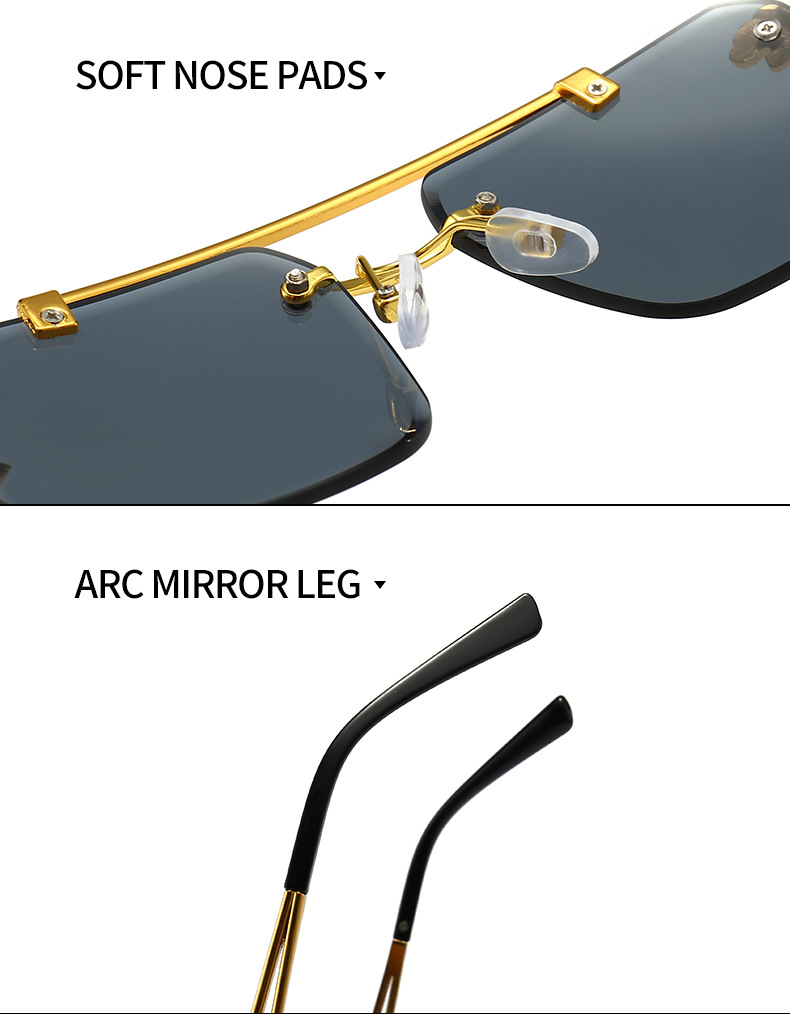 Lunettes de soleil carrées de luxe pour homme et femme, de marque, design vintage, sans monture, mode rétro, miroir, Oculos De Sol