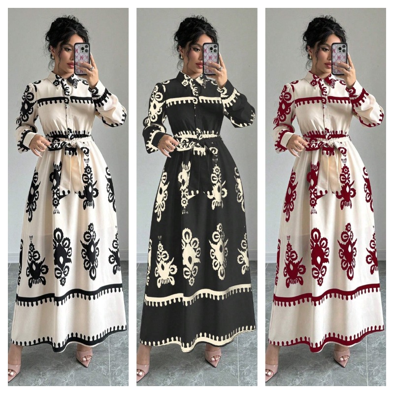 Robe Eid femmes musulmanes fête Abaya robes imprimer Jalabiya à lacets longue Robe Ramadan maroc dubaï caftan Islam Abayas robes