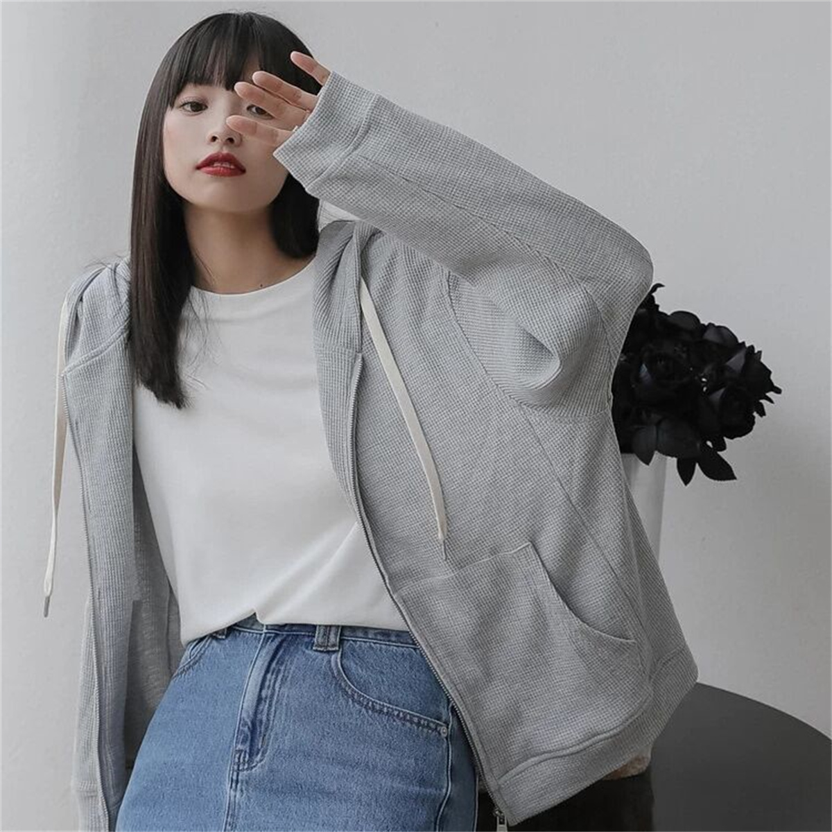 Veste à capuche pour filles, Collection d'habillage décontracté, tendances de la mode, polyvalente, paresseux, gaufré, nouvelle collection printemps et automne 2025