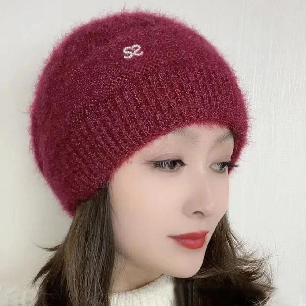 Nouveau femmes chapeau d'hiver chaud Protection des oreilles tricot chapeaux épaissir laine Double couche casquettes chaudes personnes âgées tout-Match froid coupe-vent chapeaux