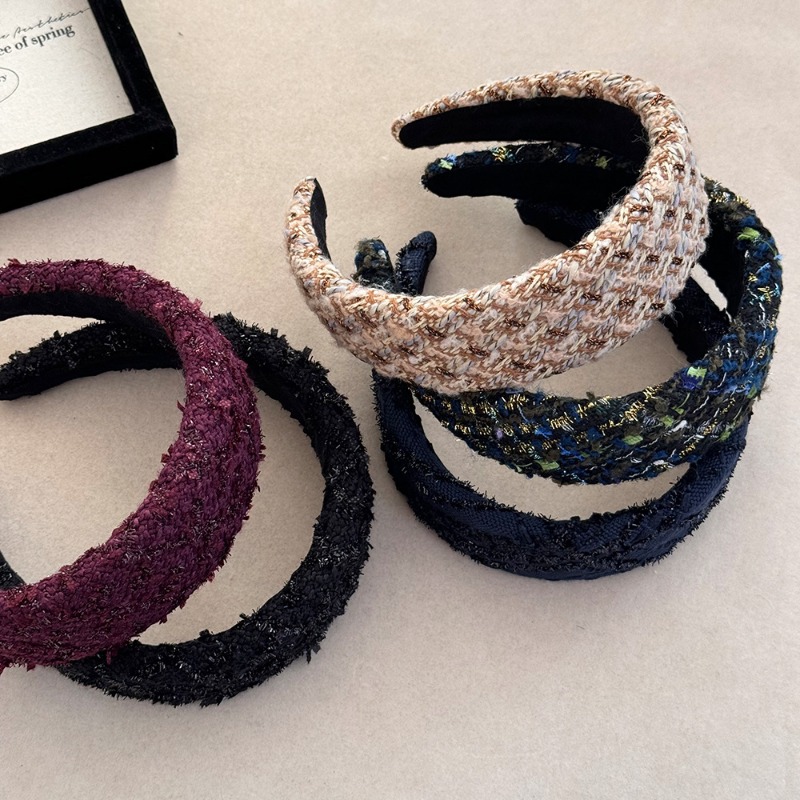 Bandeau épais en tweed à bord large, 1 pièce, semble petit et rétro, adapté aux déplacements quotidiens, au rendez-vous et aux accessoires pour cheveux polyvalents