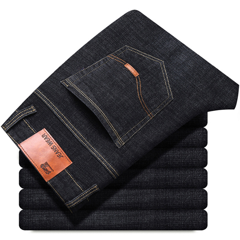 2025 nouveaux hommes mode affaires Jean Style classique décontracté Stretch mince Jean pantalon mâle marque Denim pantalon noir bleu