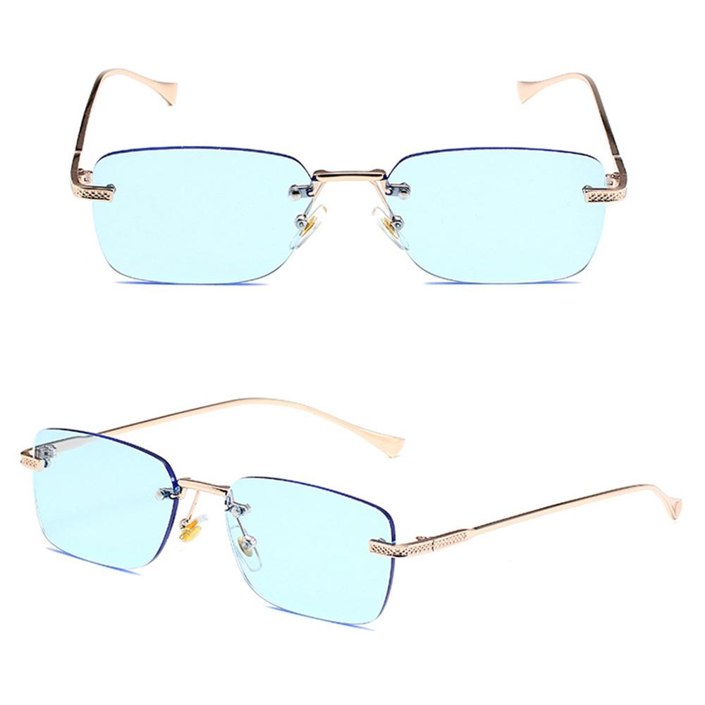 Lunettes de soleil carrées sans monture pour femmes, style INS, petites lunettes de soleil rectangulaires punk, protection UV400, lunettes de soleil pour femmes pour le street style